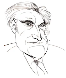 Ted Hughes - caricatura del poeta laureato inglese, 1930 - 1998
